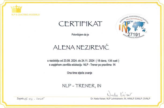 NLP Trener — IN međunarodni certifikat